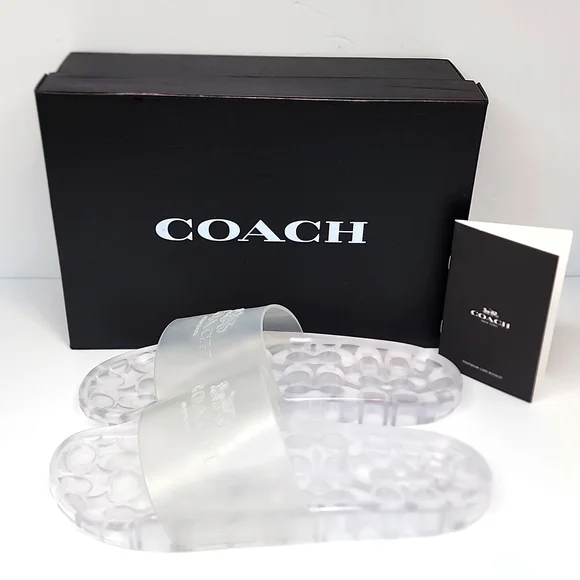 COACH ULYSSA RUBBER SLIDE/SHOES, THE SIZE 11B, THE COLOR IS "CLEAR", 100% RUBBER - Picture 3 of 13